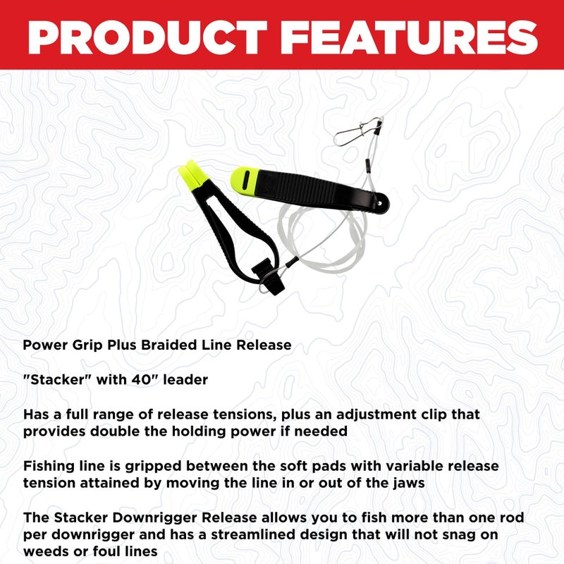 Scotty #1191 Power Grip Plus Stacker Release, 48-Inch Leader "Great for Braid" , BLACK - Image 2